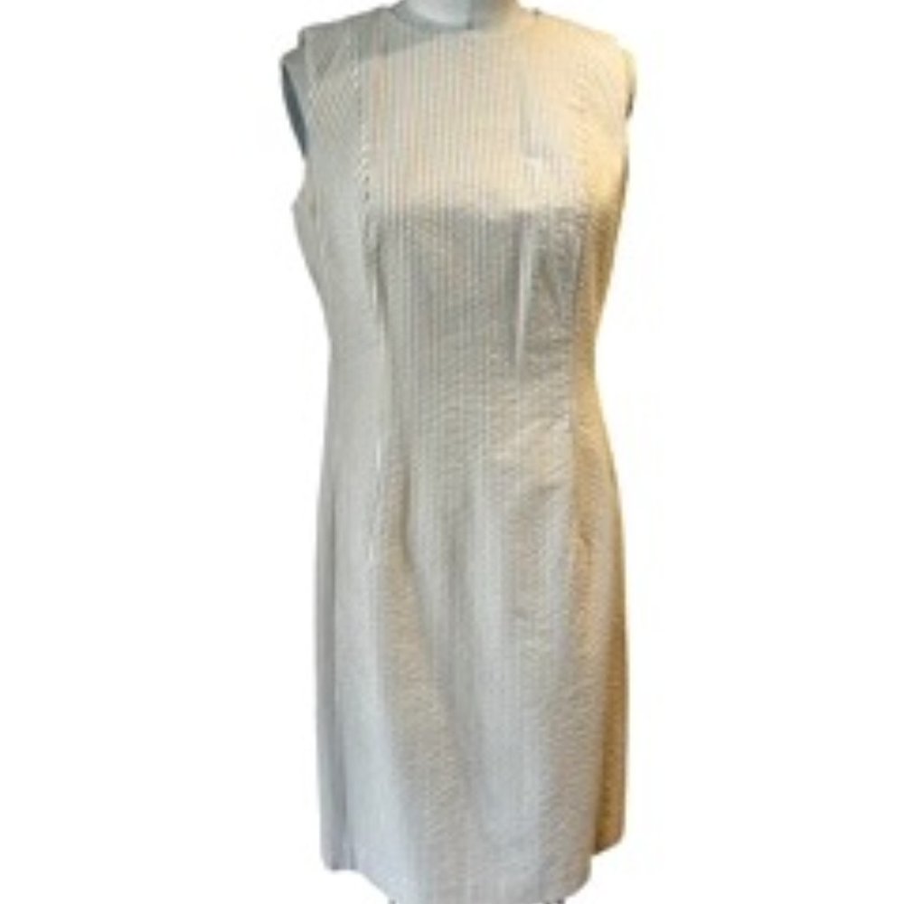 Brooks Brothers Tan & White Seersucker Dress - Size 6